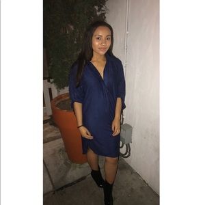 Royal Blue Suede Kimono Midi Dress